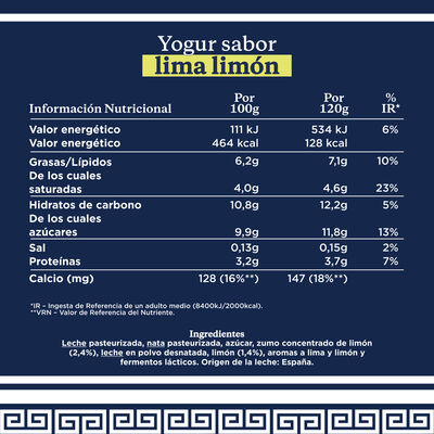 DANONE YOGUR GRIEGO LIMA LIMON PACK 4 X 115GR