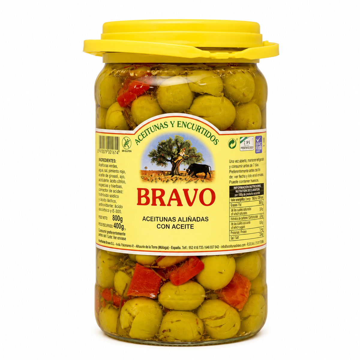 Bravo Aceitunas Alinadas Extra 800 g