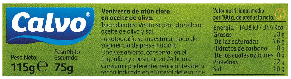 CALVO VENTRESCA DE ATUN 75GR