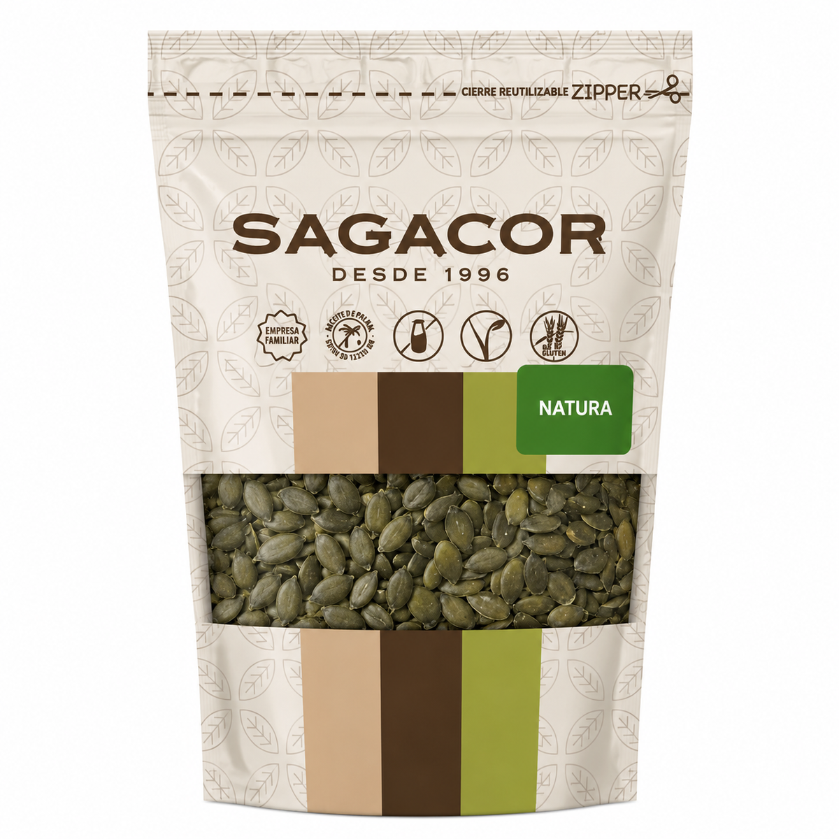 SAGACOR NATURAL CALABAZA PELADA CRUDA DOYPACK 200GR