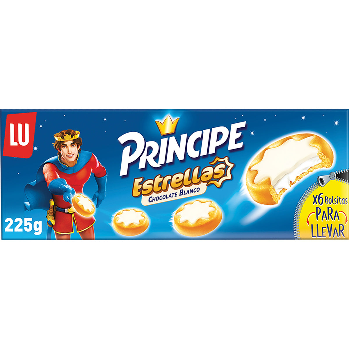 PRINCIPE ESTRELLAS CHOCO BLANCO 225GR