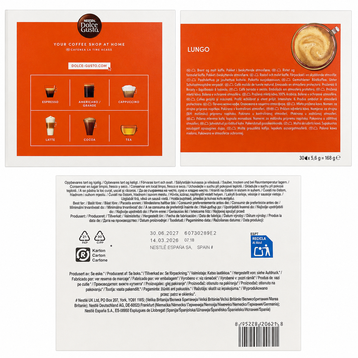 NESCAFE DOLCE GUSTO LUNGO PACK 30 CAPS