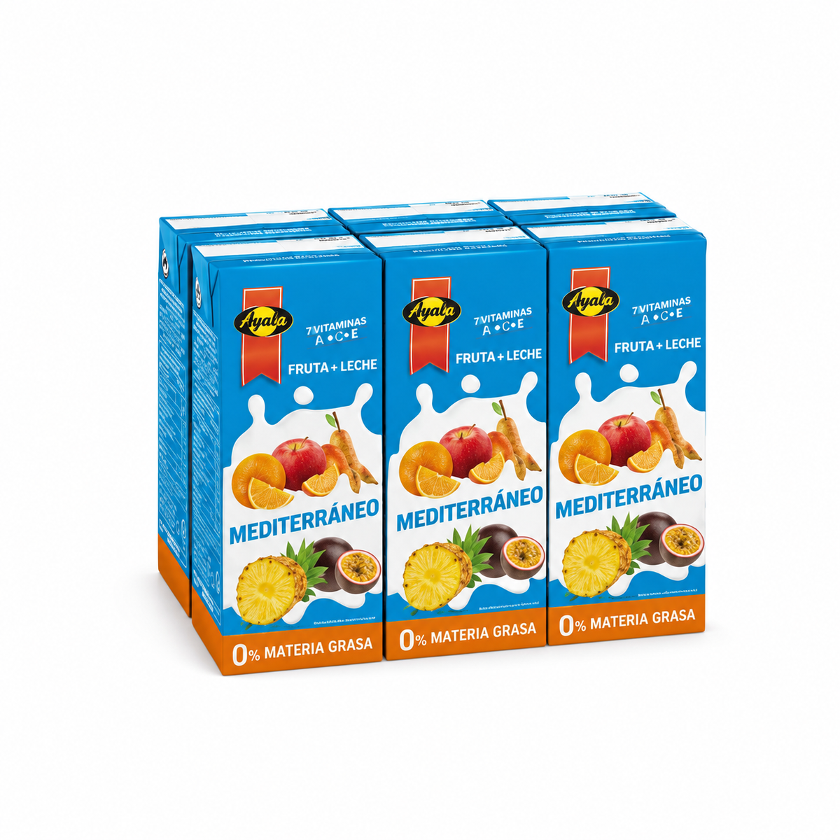AYALA FRUTA+LECHE MEDITERRANEO PACK- 6X200ML