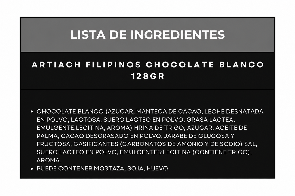 FILIPINOS CHOCOLATE BLANCO 128 GR
