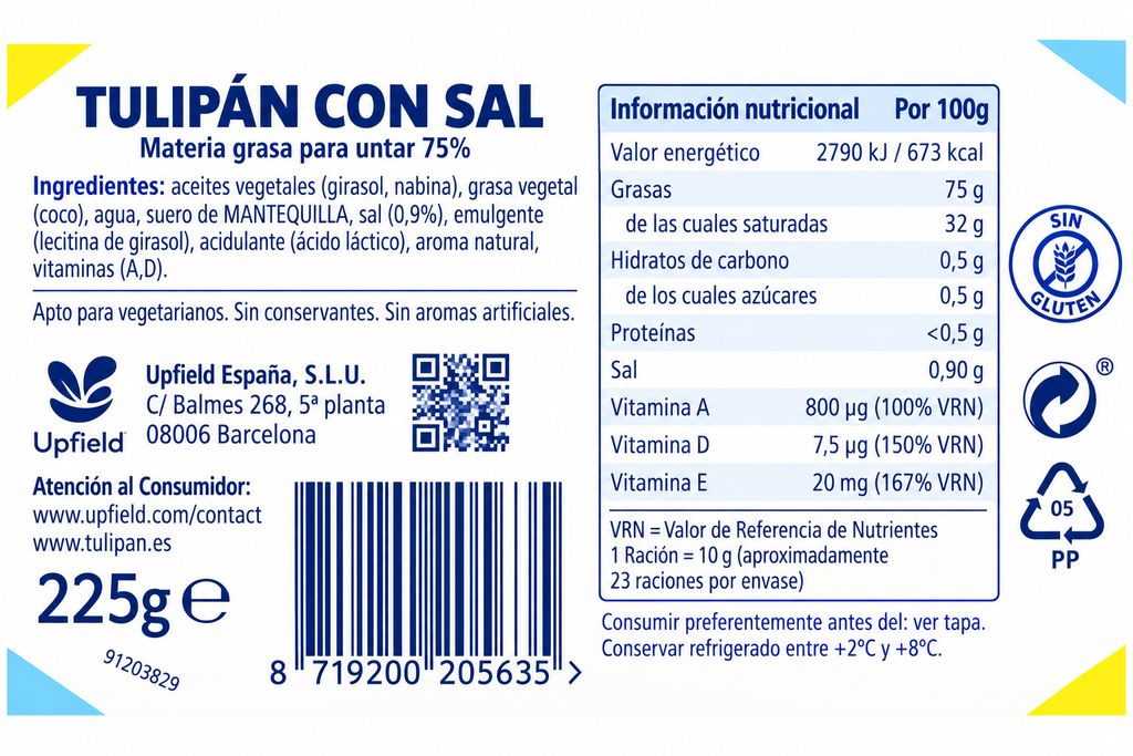 Tulipan Margarina con Sal 225 g