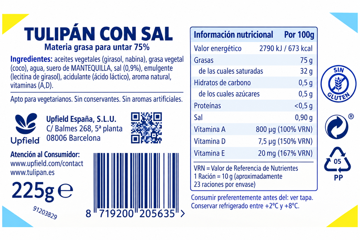 Tulipan Margarina con Sal 225 g