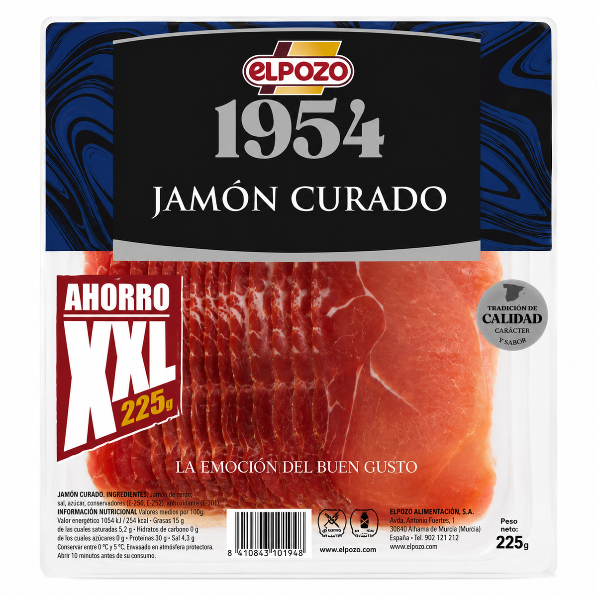 ELPOZO JAMON CURADO 1954 LONCHAS 225GR XXL