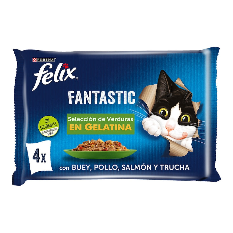 FELIX FANTASTIC COMIDA HÚMEDA PARA GATOS SELECCION DE VERDURAS