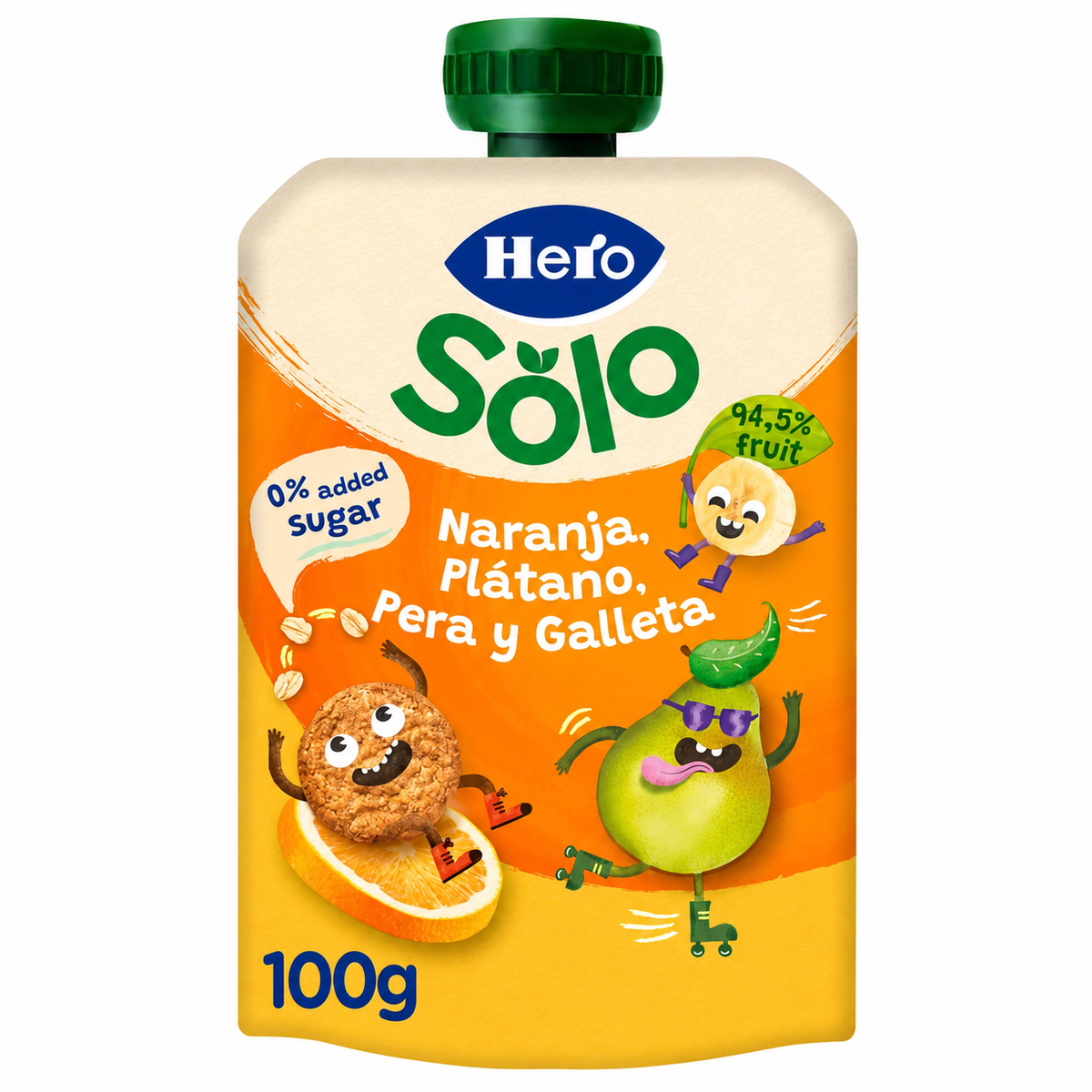 HERO NANOS BOLSITA NARANJA/PLATANO/GALLETA 100 GR