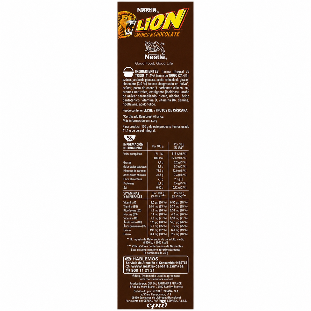 CEREALES LION CARAMELO CHOCO 400 GRS Ç