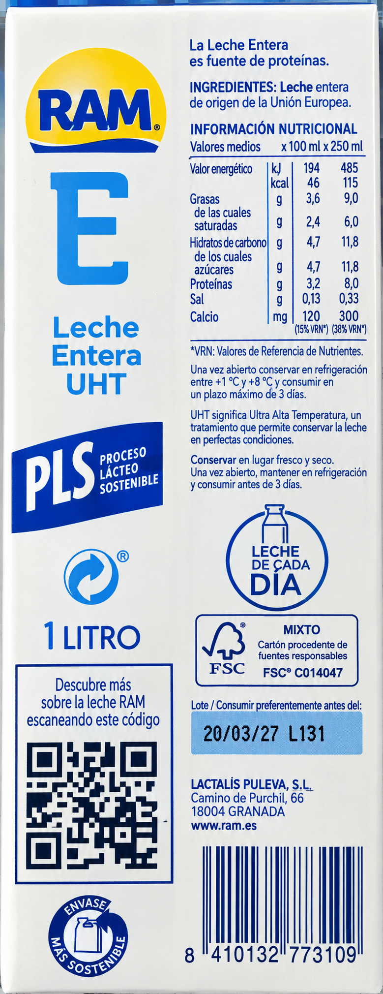 RAM LECHE ENTERA 1 L