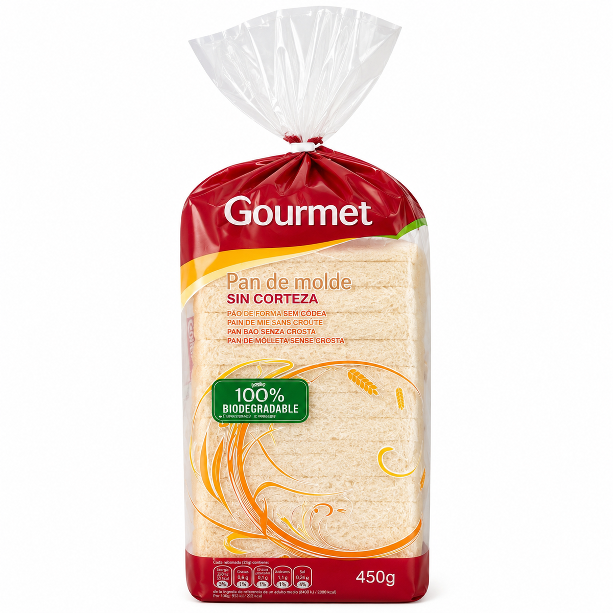 GOURMET PAN MOLDE SIN CORTEZA 450 G