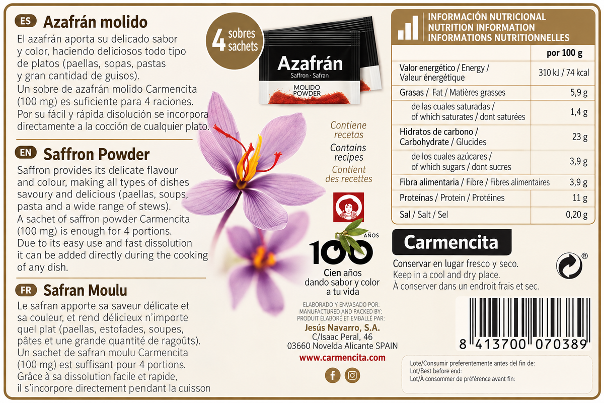 CARMENCITA AZAFRAN MOLIDO EXTRA 0.4G.