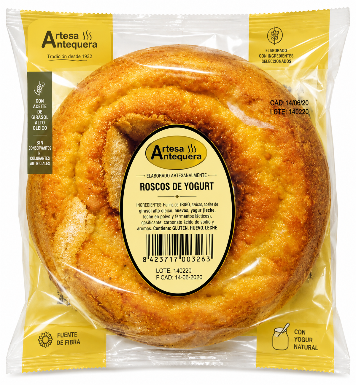 ANTEQUERA ARTESANOS ROSCO DE YOGURT GLAS 375GR
