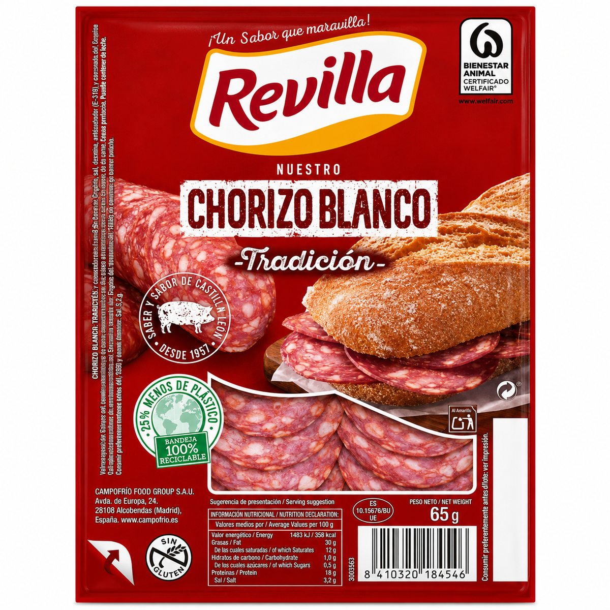 REVILLA CHORIZO BLANCO 65GR