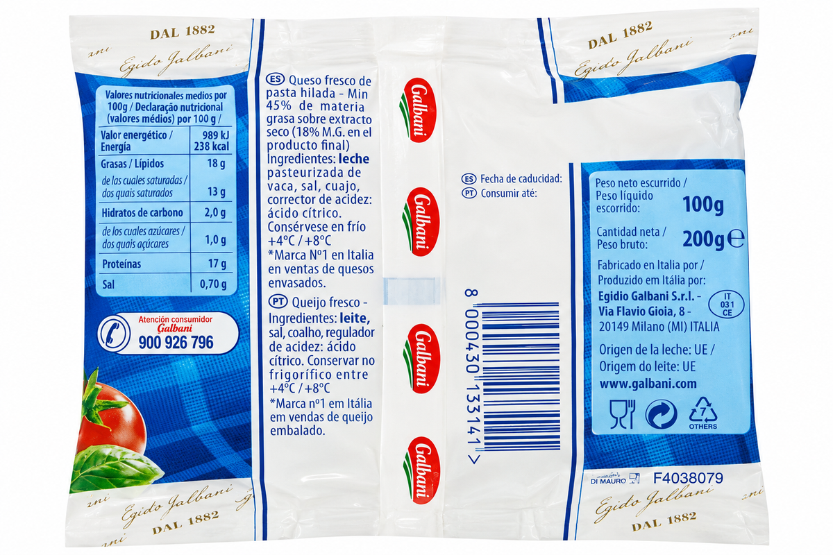 GALBANI MOZZARELLA FRESCA BOLSA 100GR