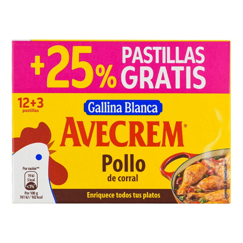 GALLINA BLANCA AVECREM POLLO 12+3 PASTILLAS
