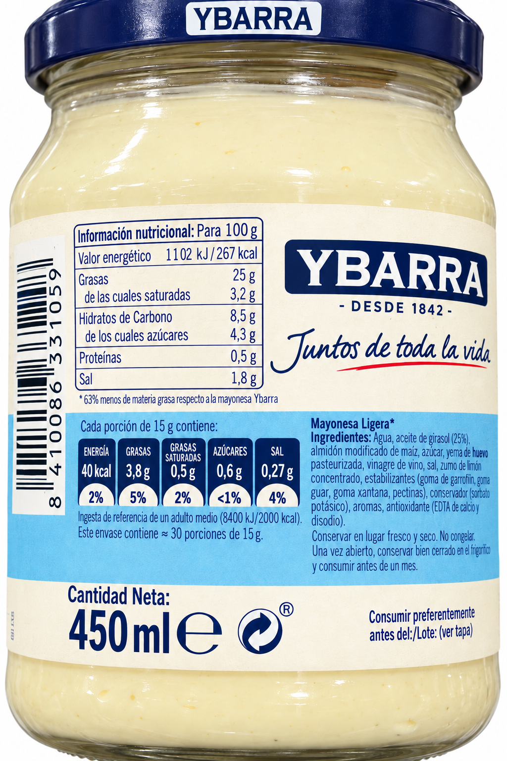 YBARRA MAYONESA LIGERA 450 ML.