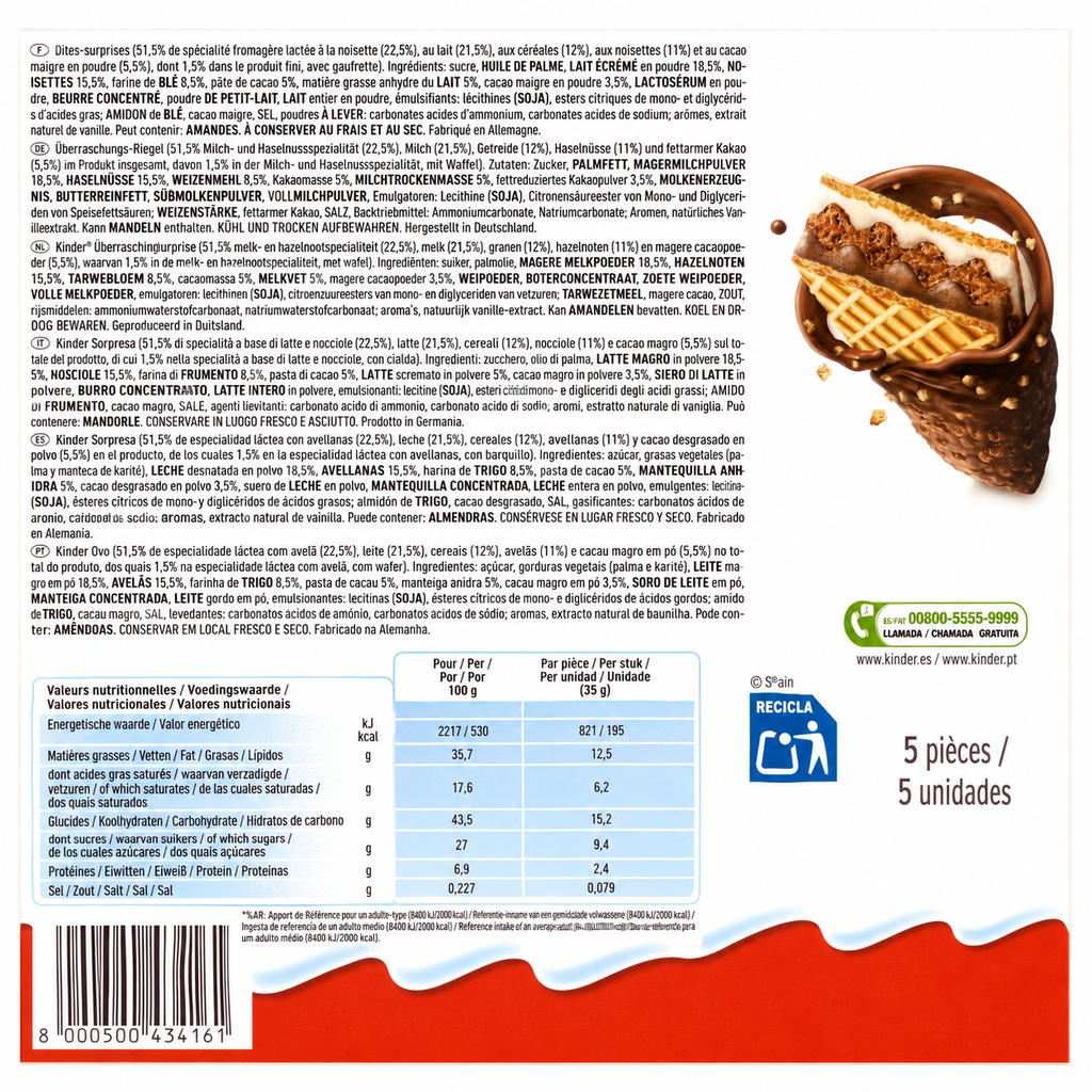 KINDER CRISPY PACK 5 UDS