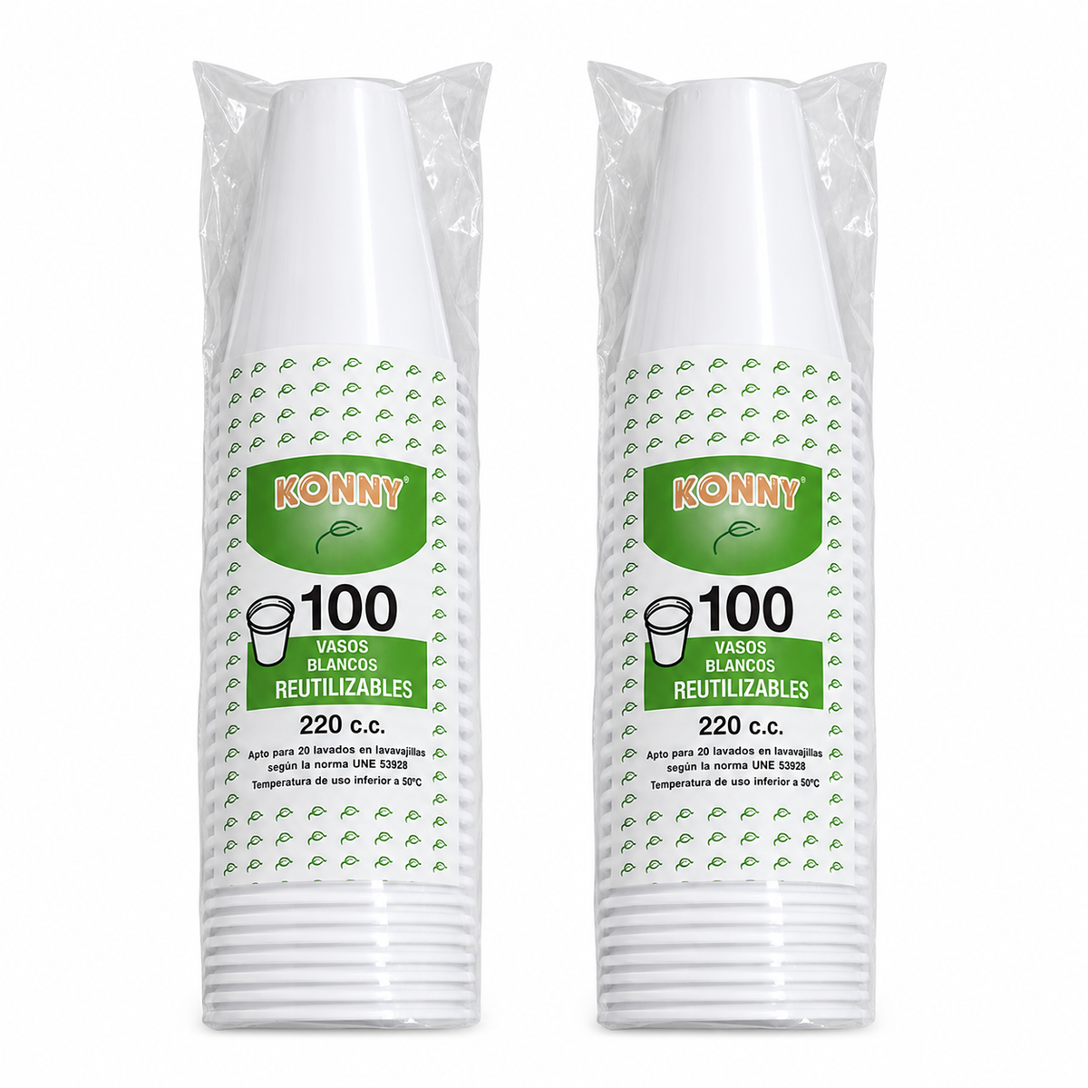 KONNY VASO PLASTICO REUTILIZABLE 220CC PACK 100U
