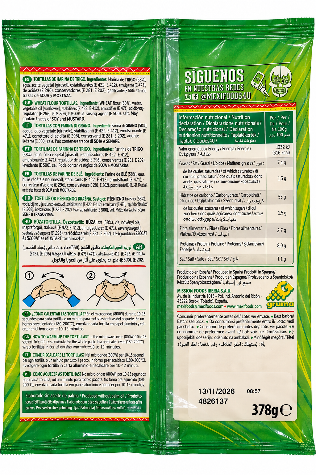 MEXIFOODS TORTILLA TRIGO 320GR