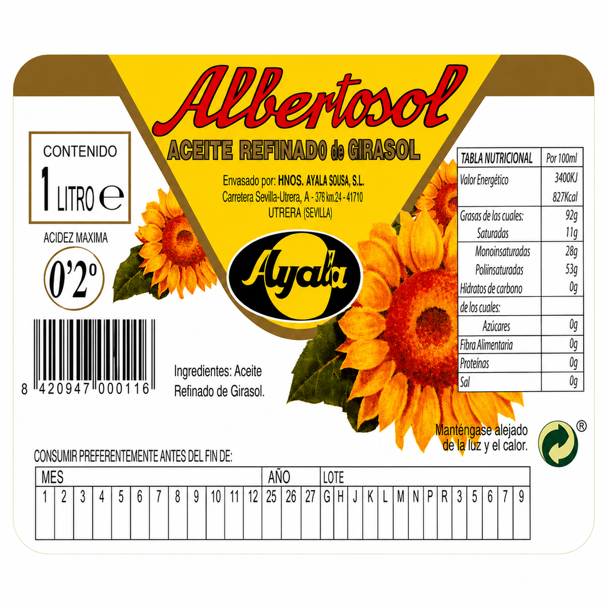 Albertosol Aceite Girasol 1 L
