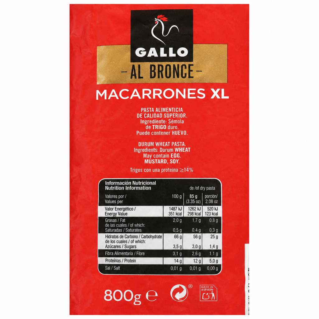 GALLO MACARRONES AL BRONCE XL 800GR