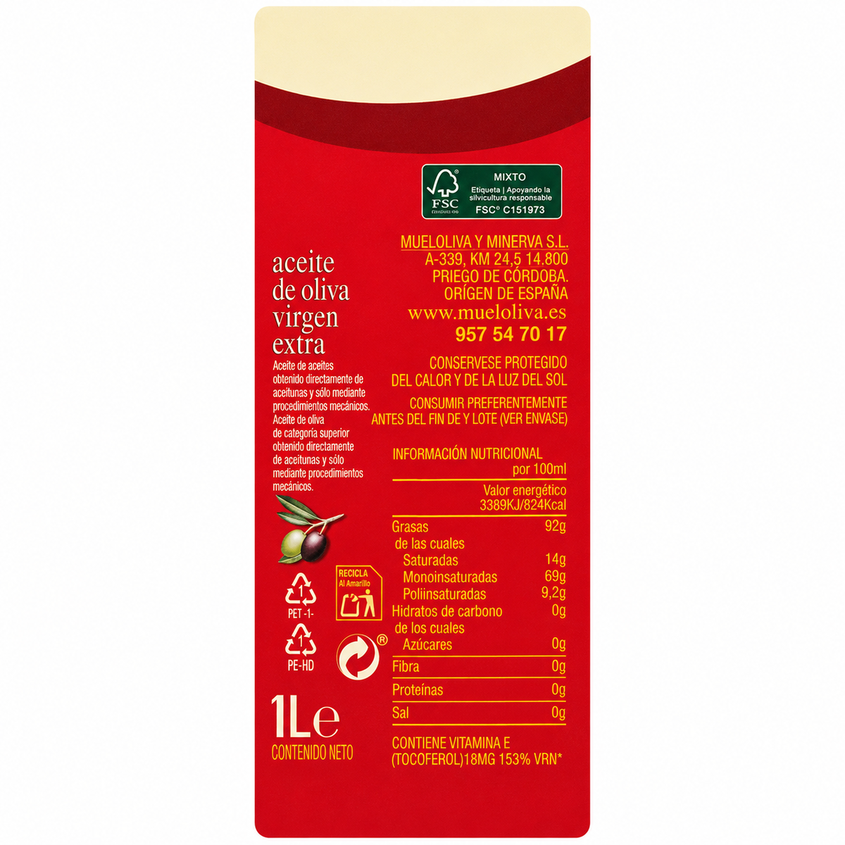 MINERVA ACEITE OLIVA SUAVE 1L