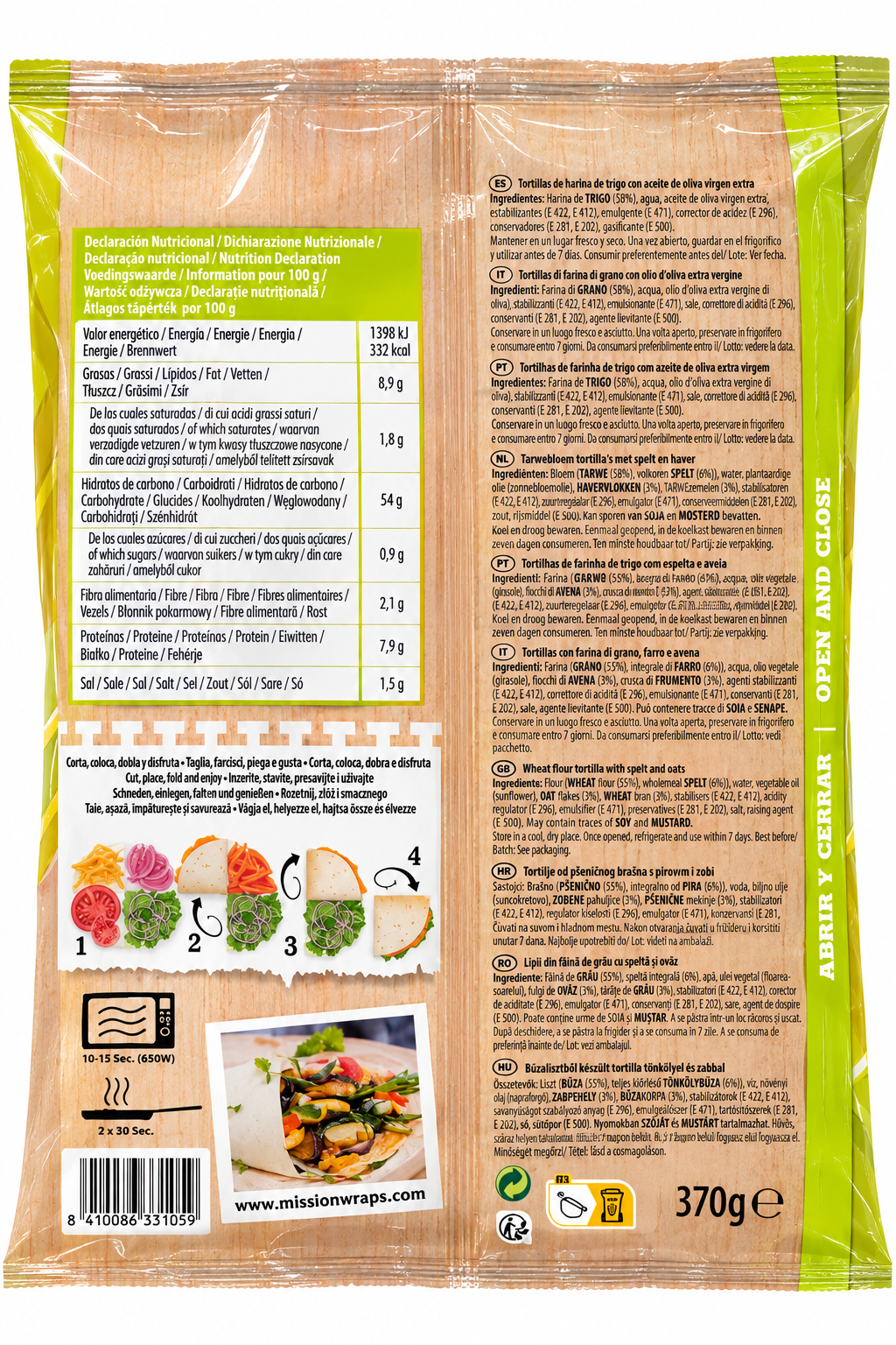 MISSION WRAPS ACEITE OLIVA 100% VIRGEN EXTRA 370GR