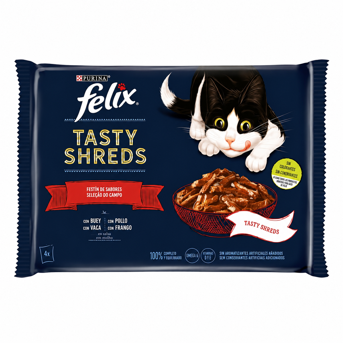 FELIX TASTY SHREDS FESTIN DE SABORES 4X80 GR