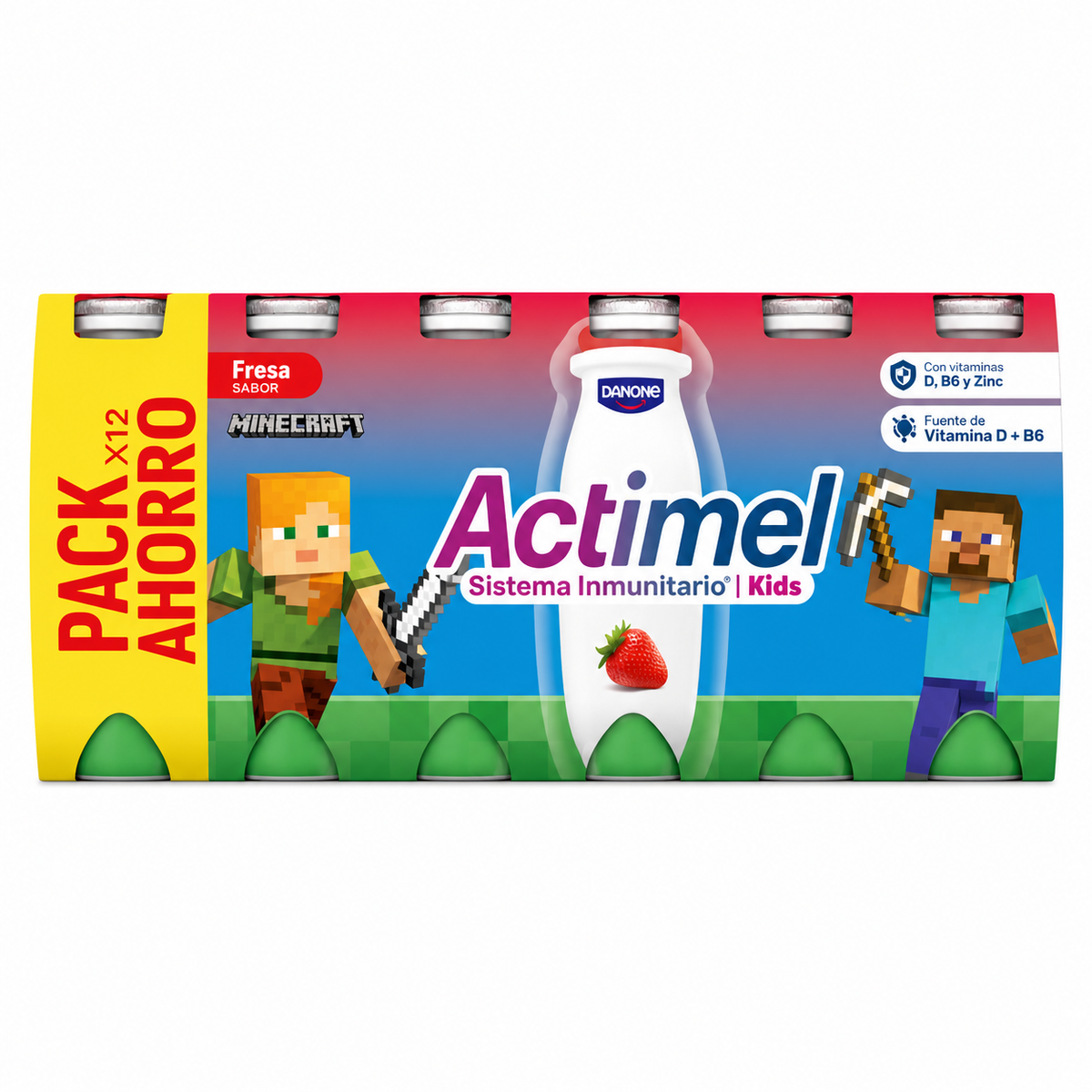 DANONE ACTIMEL LIQ FRESA PACK-12 UN