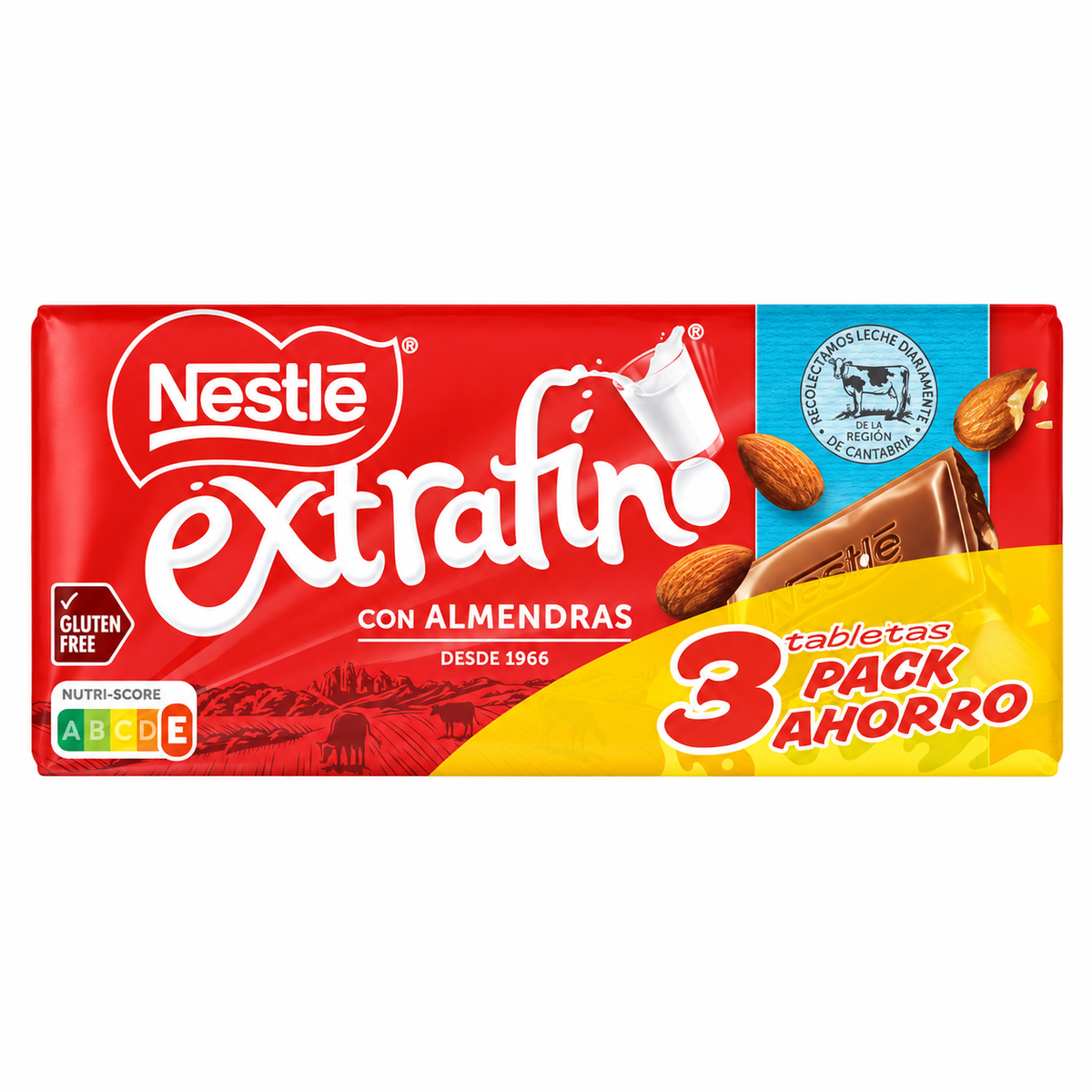 NESTLE CHOCOLATE EXTRAFINO ALMENDRAS PACK-3