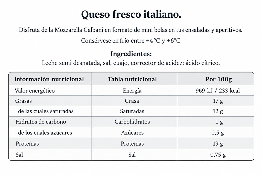 GALBANI MOZZARELLA MINI BOLITAS 150GR