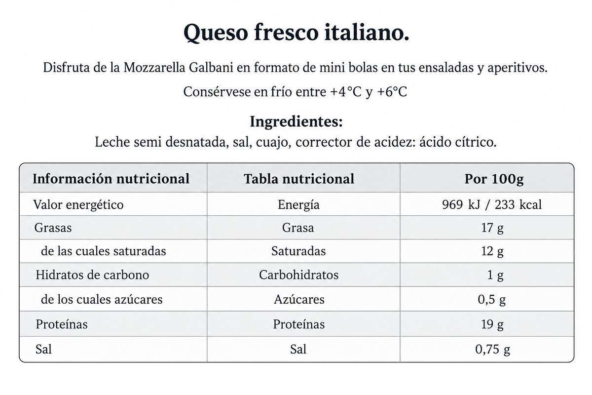 GALBANI MOZZARELLA MINI BOLITAS 150GR