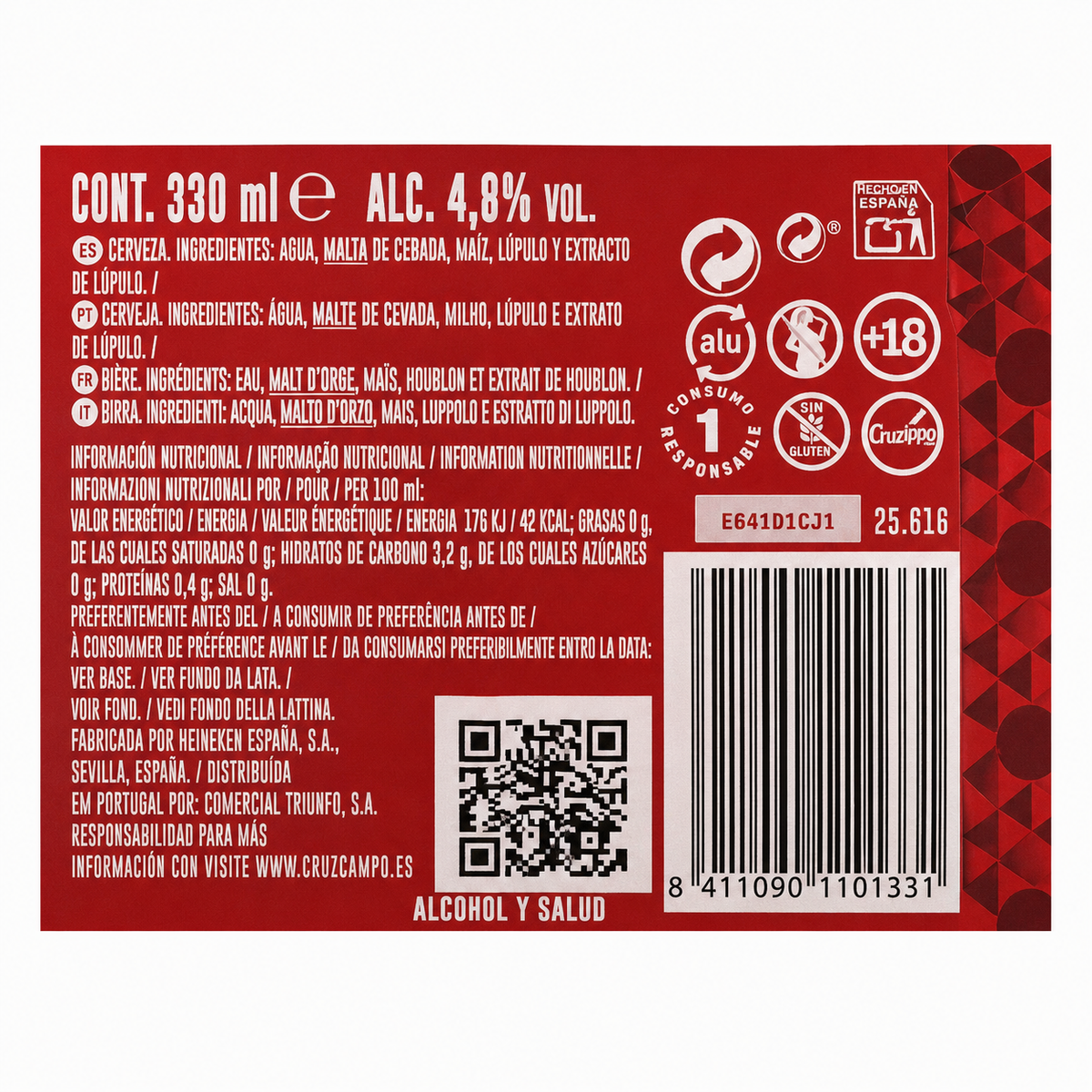 CERVEZA CRUZCAMPO LATA 33 CL