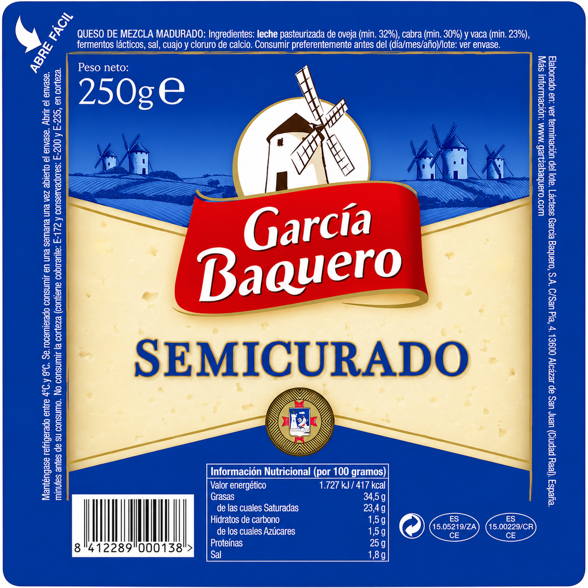 GARCIA BAQUERO Q.SEMICURADO CUÑA 250 GR.