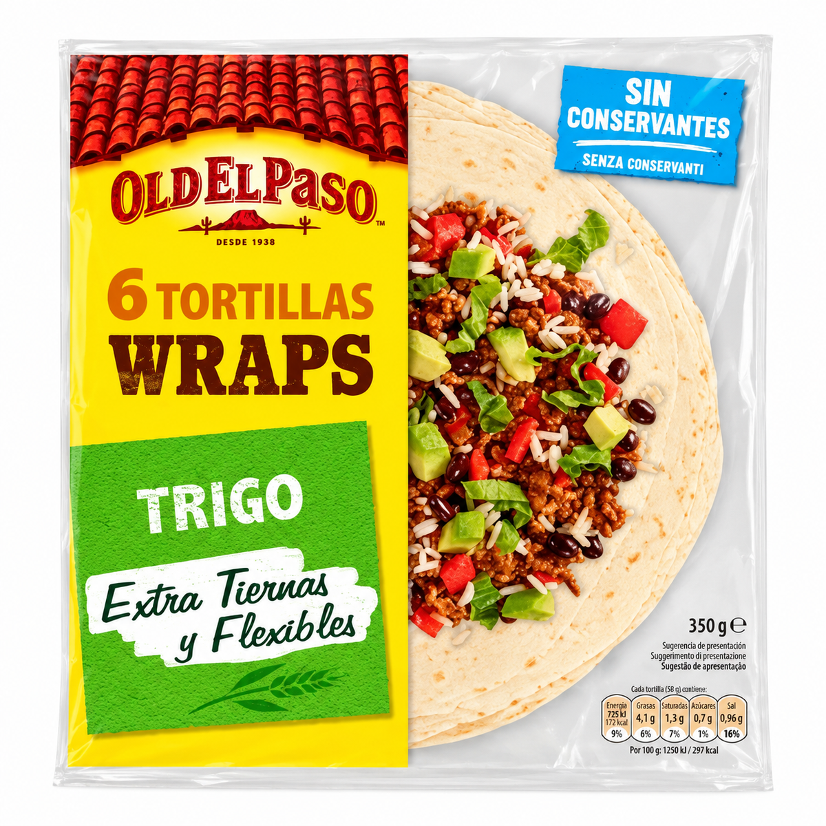 OLD EL PASO TORTILLAS TRIGO WRAPS 370GR