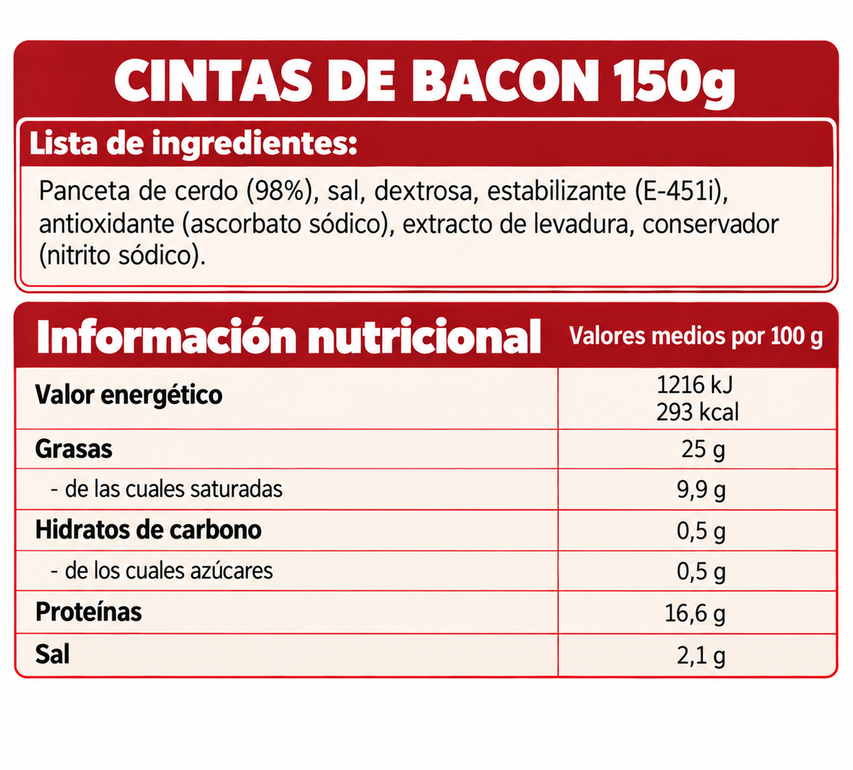 Tarradellas Cintas de Bacon Pack 2 X 100 g