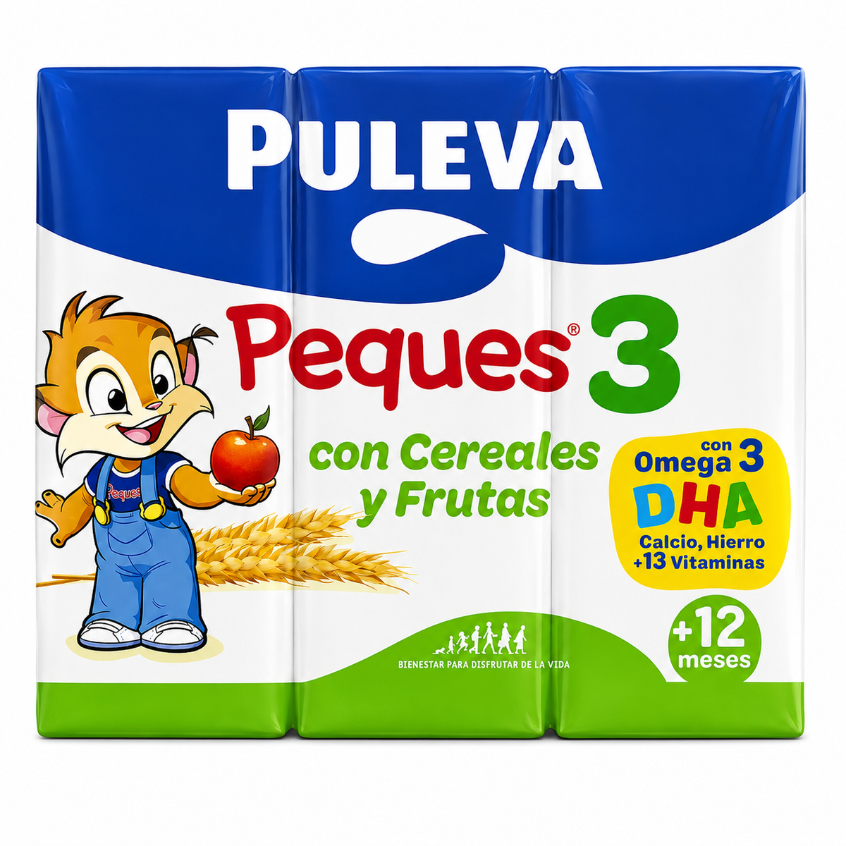 PULEVA PEQUES 3 CEREALES Y FRUTA PACK 3 X 200ML