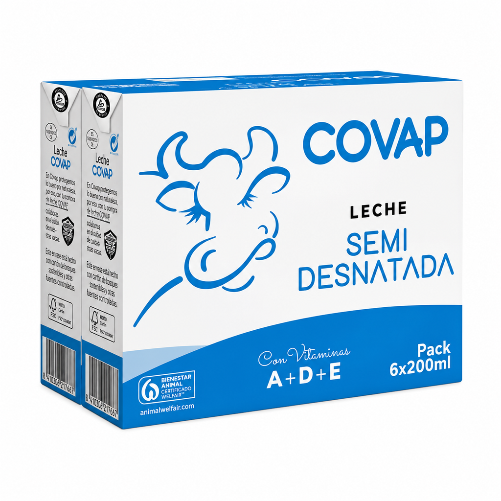 COVAP LECHE SEMIDESNATADA PACK 6 X 200ML