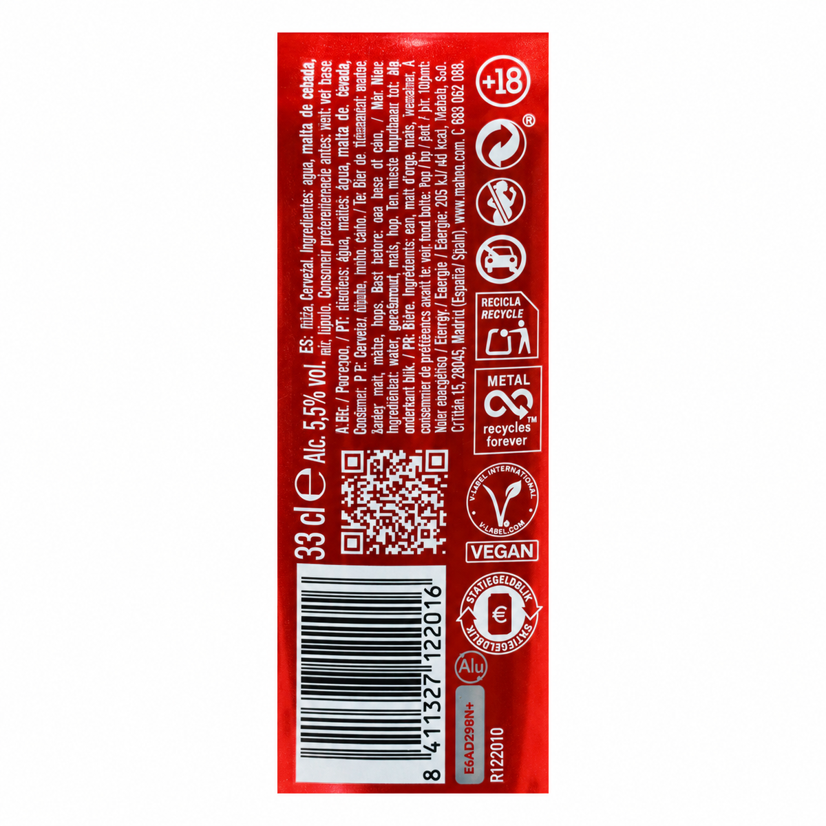 MAHOU CERVEZA 5 ESTRELLAS LATA 33 CL