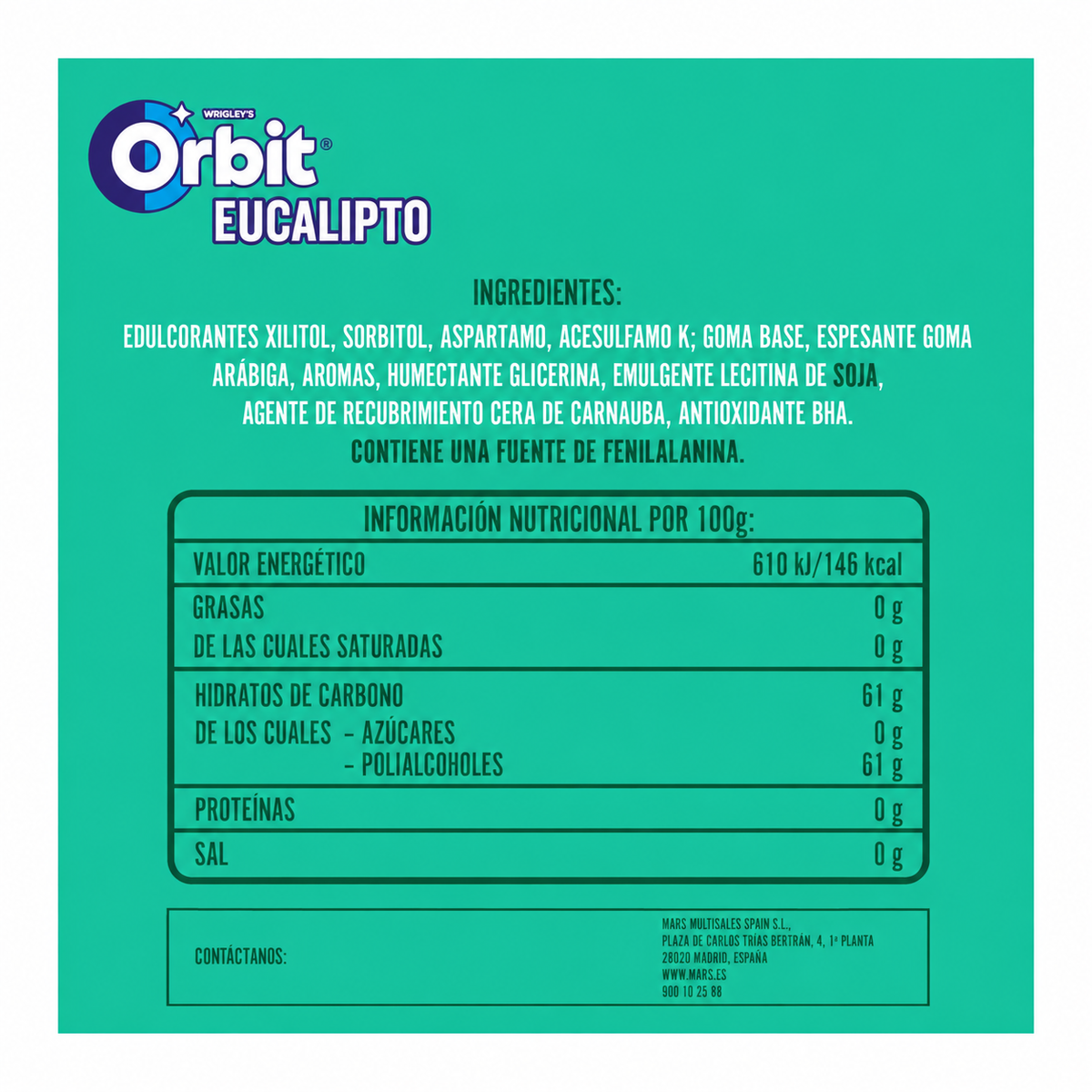 ORBIT EUCALIPTO 46 GRAGEAS BOX