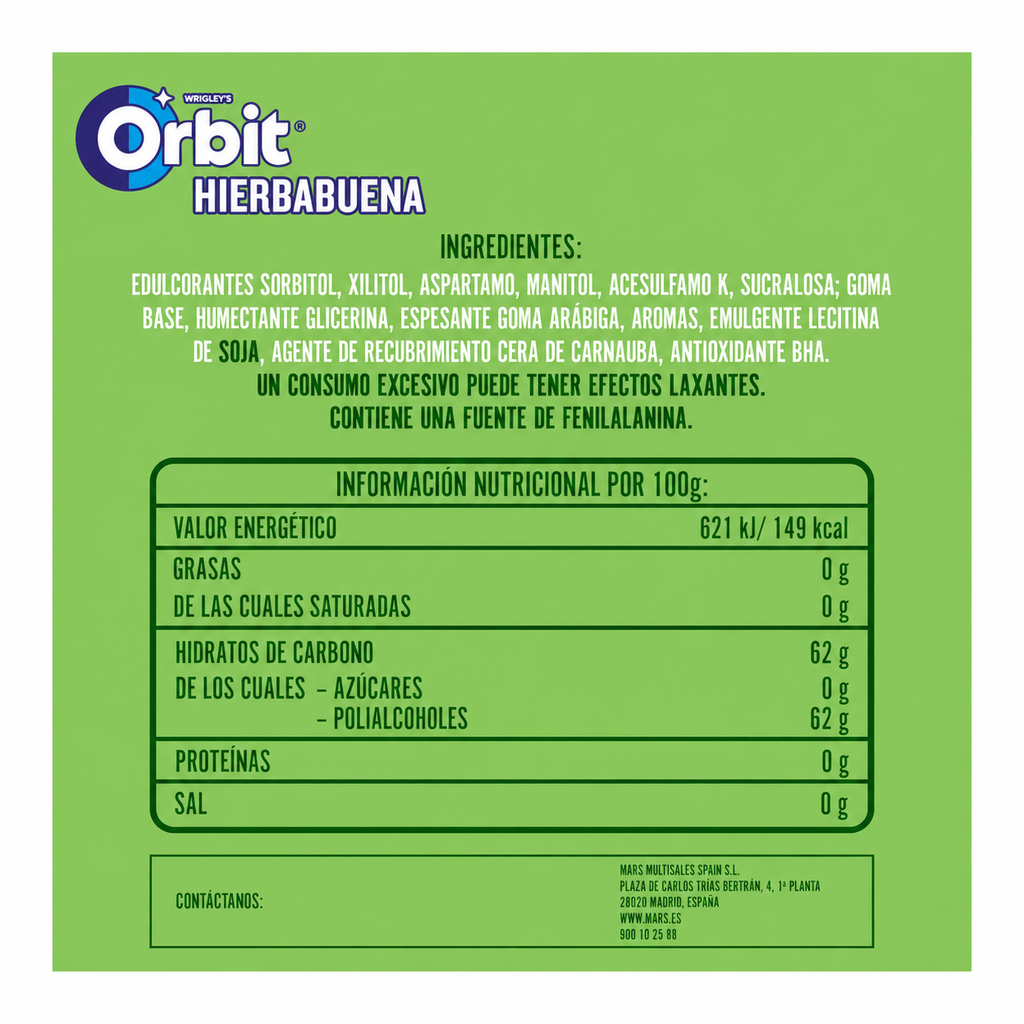 ORBIT HIERBABUENA 46 GRAGEAS BOX