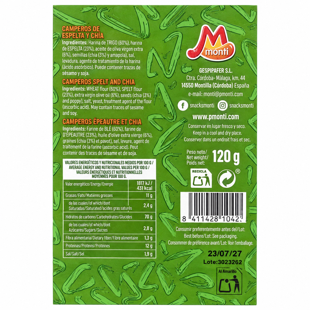 MONTI CAMPEROS ESPELTA Y CHIA 120GR