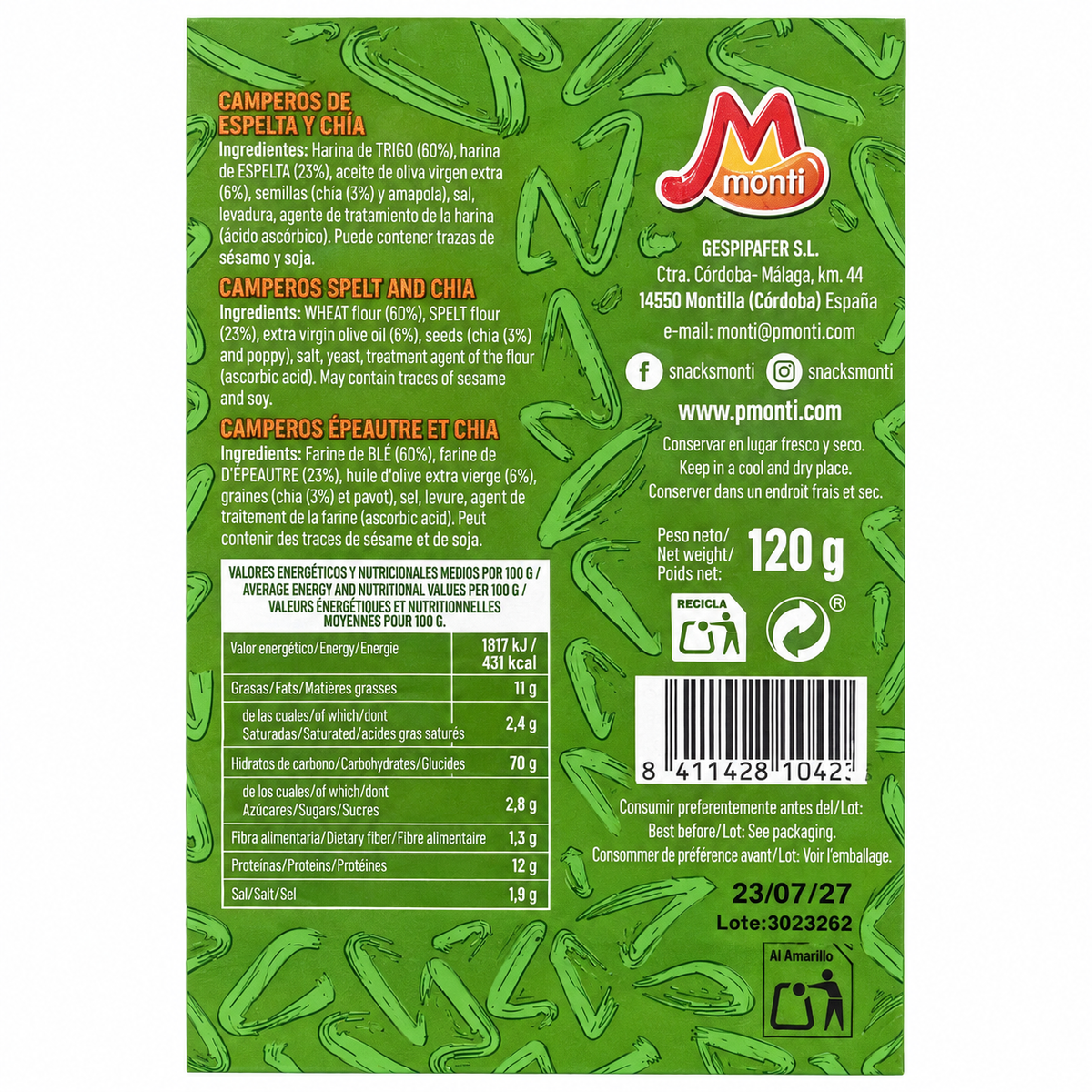 MONTI CAMPEROS ESPELTA Y CHIA 120GR