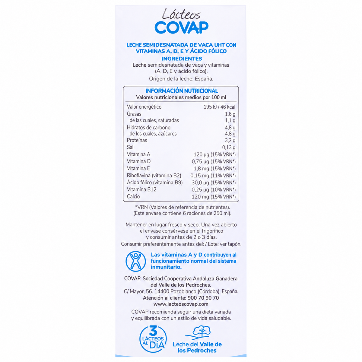 Covap Leche Semi Botella 1.5l