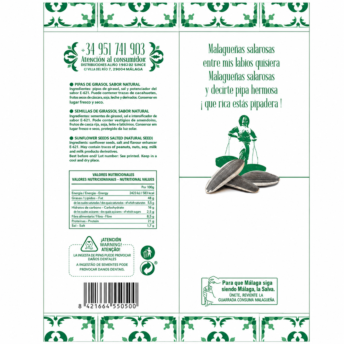 MALAGUEÑAS PIPAS AGUASAL 120GR