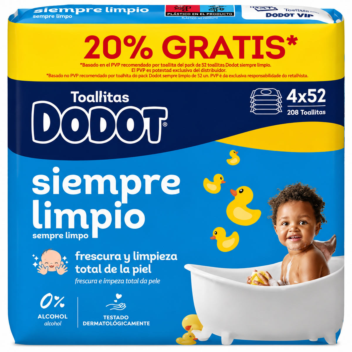 DODOT TOALLITAS PACK 4 X 52 UDS