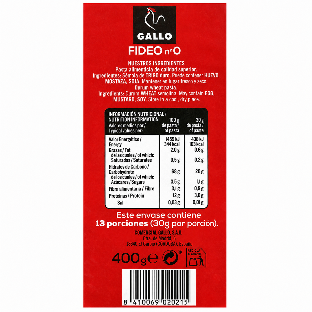 GALLO FIDEO N0 400GR