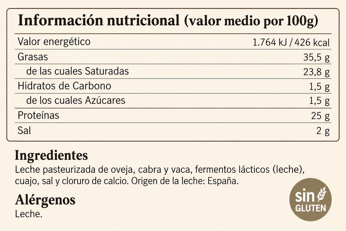 GARCIA BAQUERO MAESTRIA YA CORT.Q.CURADO CUÑA 250 GR.